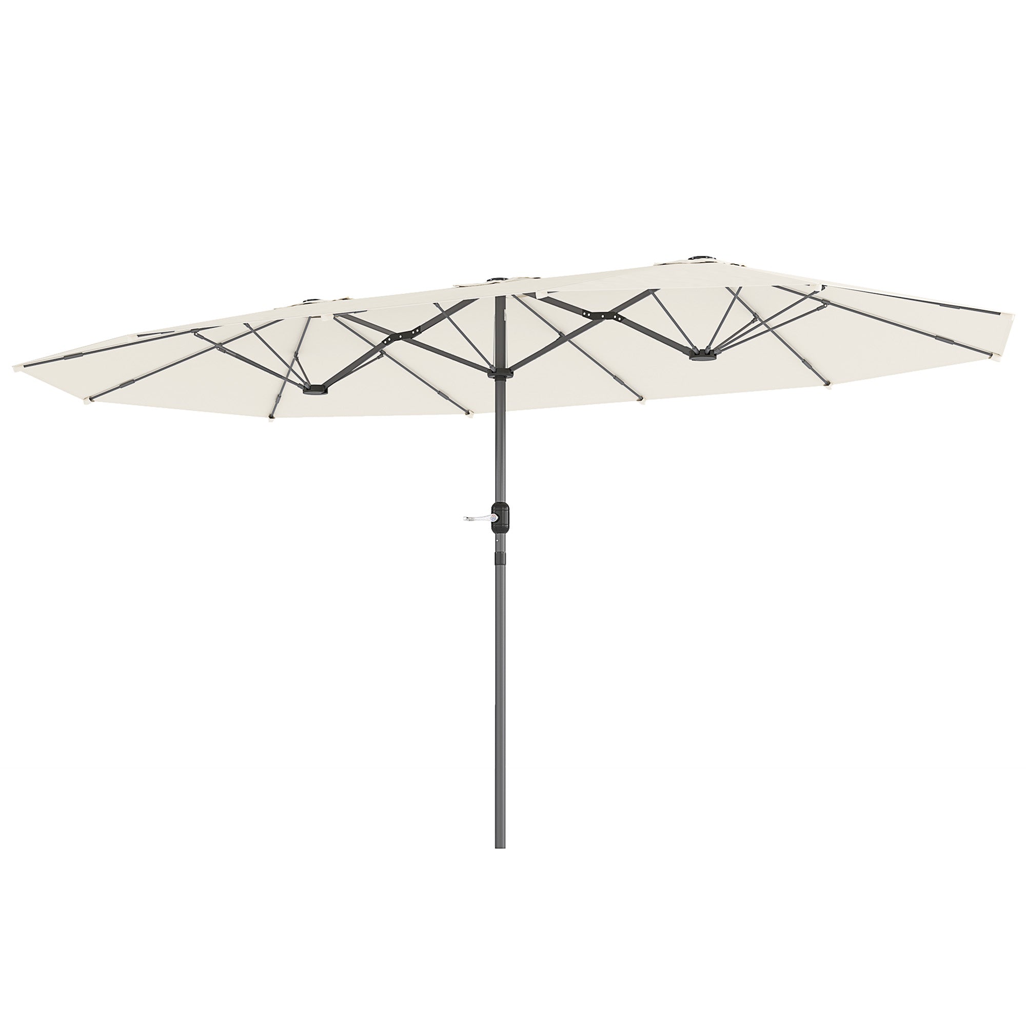 Double-sided Sun Umbrella 436 x 260 cm, UV Protection Steel Sun Umbrella with Crank, Oval Balcony Umbrella Beach Umbrella Windproof Stable Market Umbrella Crank Umbrella for Beach Balcony Garden, Beige