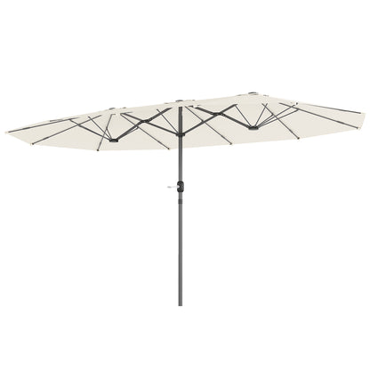 Double-sided Sun Umbrella 436 x 260 cm, UV Protection Steel Sun Umbrella with Crank, Oval Balcony Umbrella Beach Umbrella Windproof Stable Market Umbrella Crank Umbrella for Beach Balcony Garden, Beige