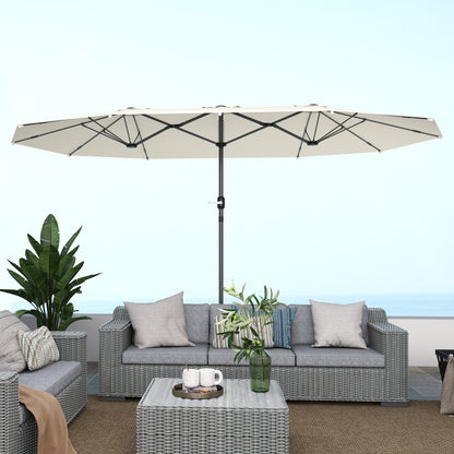 Double-sided Sun Umbrella 436 x 260 cm, UV Protection Steel Sun Umbrella with Crank, Oval Balcony Umbrella Beach Umbrella Windproof Stable Market Umbrella Crank Umbrella for Beach Balcony Garden, Beige