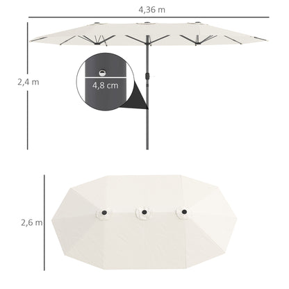 Double-sided Sun Umbrella 436 x 260 cm, UV Protection Steel Sun Umbrella with Crank, Oval Balcony Umbrella Beach Umbrella Windproof Stable Market Umbrella Crank Umbrella for Beach Balcony Garden, Beige