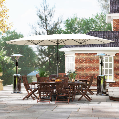 Double-sided Sun Umbrella 436 x 260 cm, UV Protection Steel Sun Umbrella with Crank, Oval Balcony Umbrella Beach Umbrella Windproof Stable Market Umbrella Crank Umbrella for Beach Balcony Garden, Beige