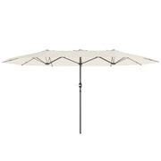 Double-sided Sun Umbrella 436 x 260 cm, UV Protection Steel Sun Umbrella with Crank, Oval Balcony Umbrella Beach Umbrella Windproof Stable Market Umbrella Crank Umbrella for Beach Balcony Garden, Beige