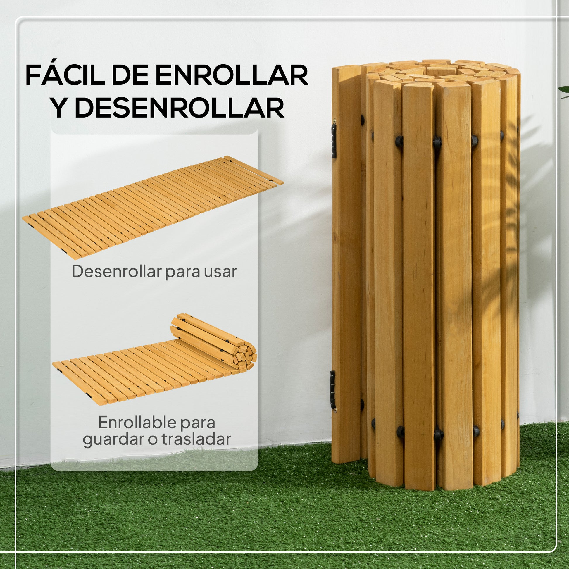 185x60 cm Natural Wood Garden Path Straight Roll-Up Walkway for Outdoors Weather-Resistant Decorative Garden for Beach Wedding Party