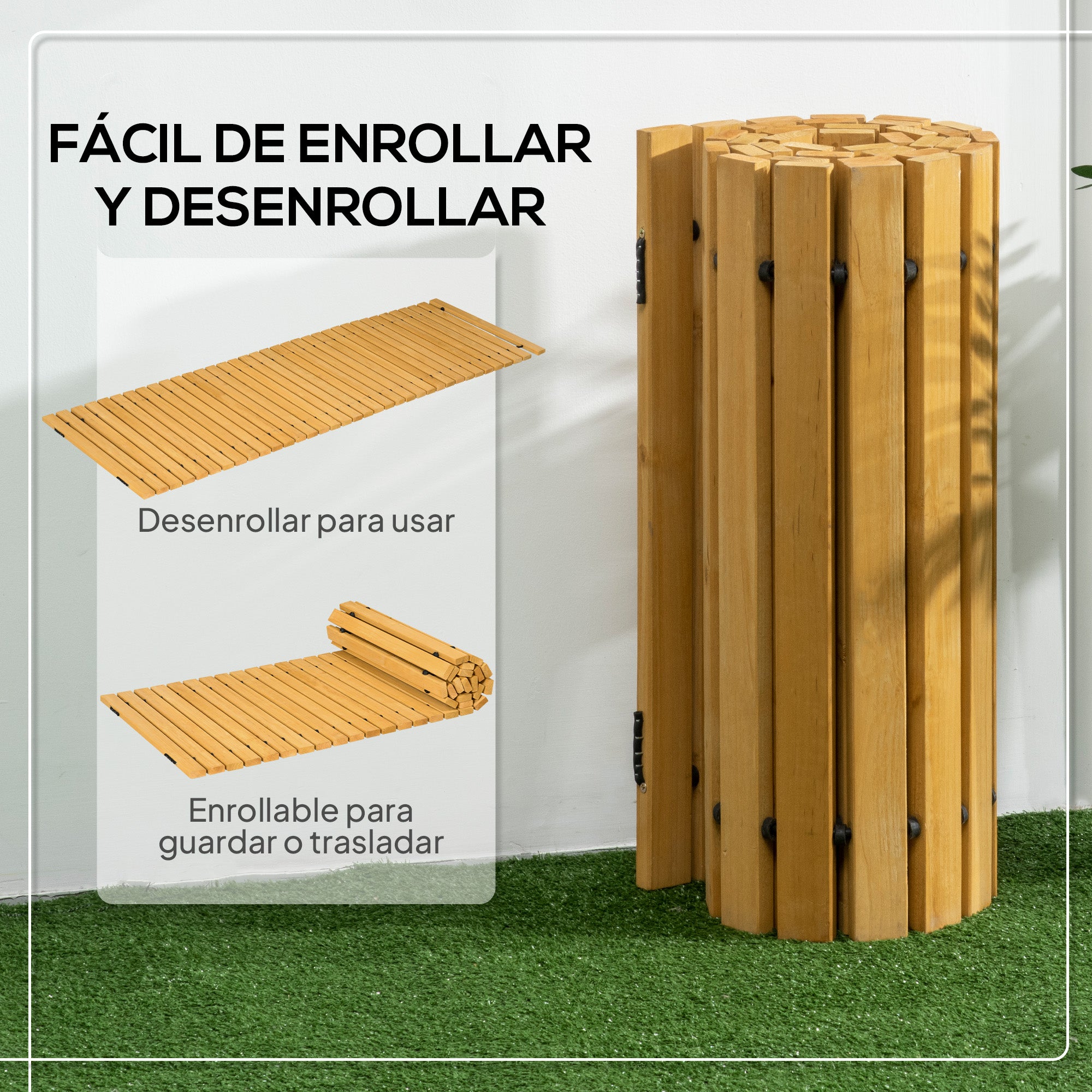 185x60 cm Natural Wood Garden Path Straight Roll-Up Walkway for Outdoors Weather-Resistant Decorative Garden for Beach Wedding Party