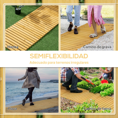 185x60 cm Natural Wood Garden Path Straight Roll-Up Walkway for Outdoors Weather-Resistant Decorative Garden for Beach Wedding Party