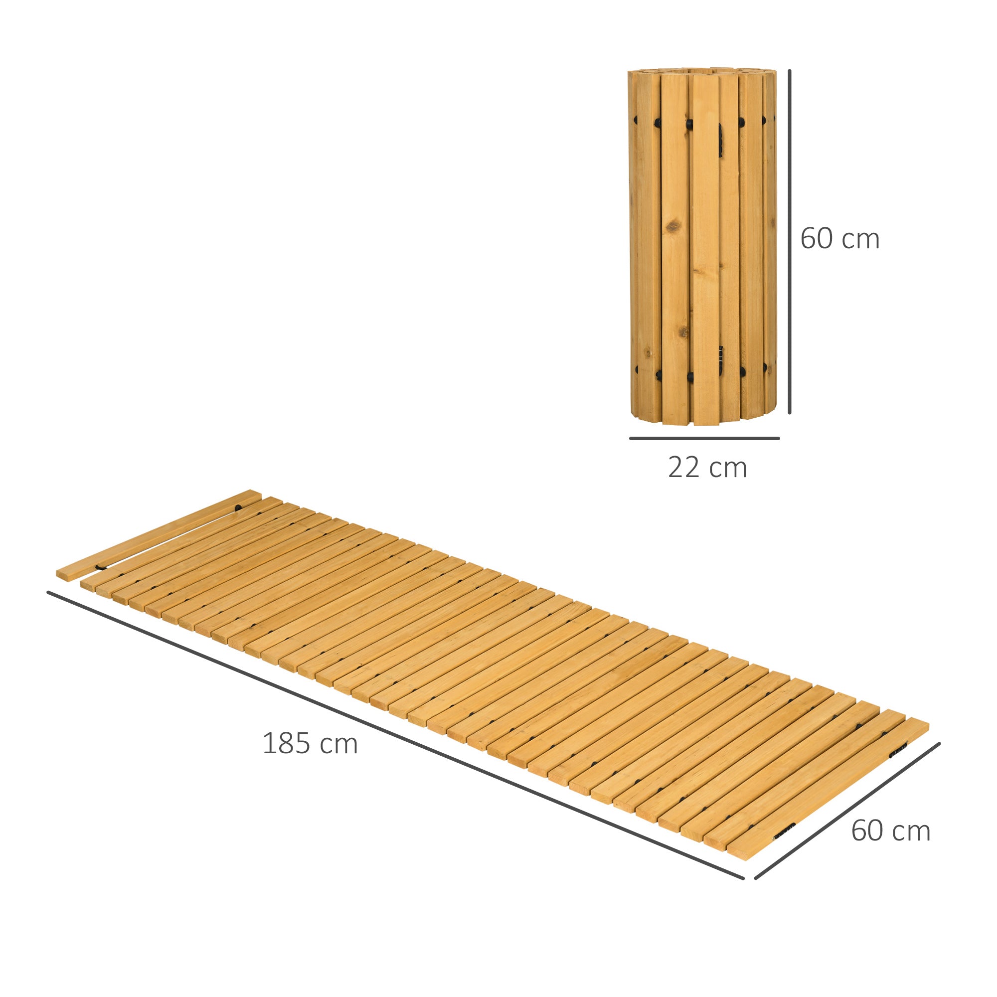 185x60 cm Natural Wood Garden Path Straight Roll-Up Walkway for Outdoors Weather-Resistant Decorative Garden for Beach Wedding Party