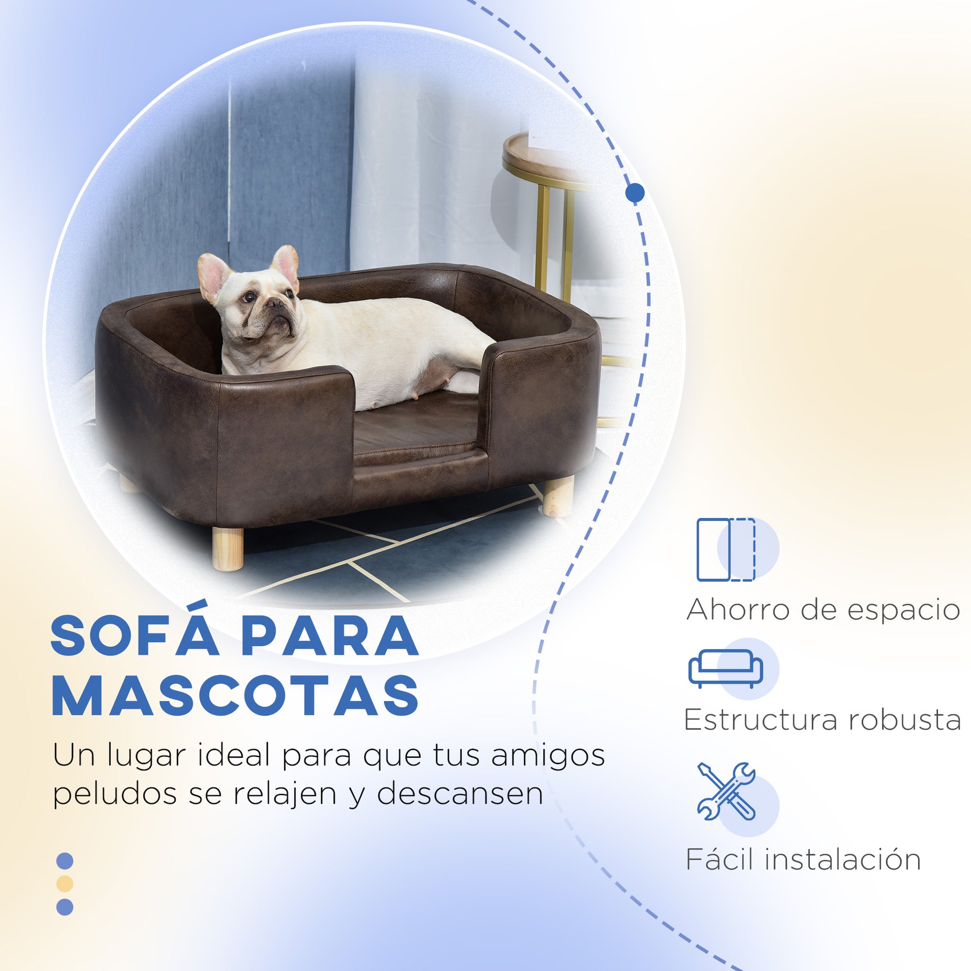 Pet Sofa for Small and Medium Dogs Comfortable Padded Seat 74x48.5x31 cm Brown