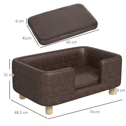Pet Sofa for Small and Medium Dogs Comfortable Padded Seat 74x48.5x31 cm Brown