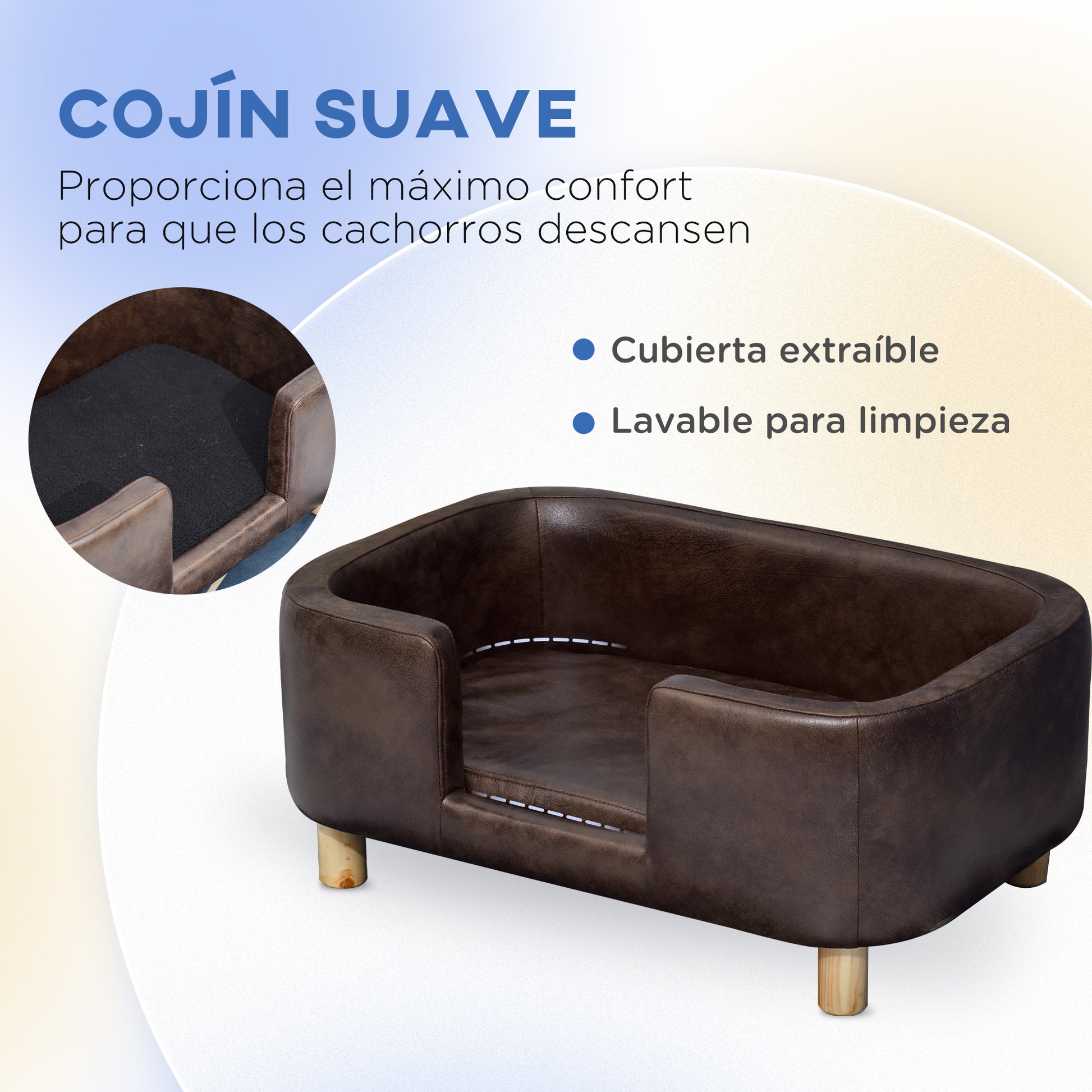 Pet Sofa for Small and Medium Dogs Comfortable Padded Seat 74x48.5x31 cm Brown