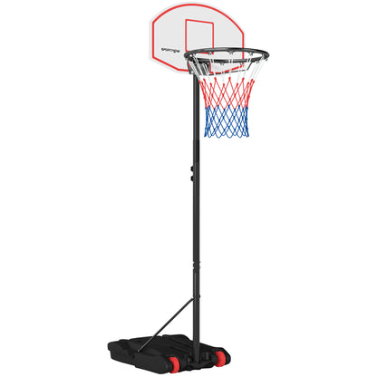 SPORTNOW Outdoor Basketball Hoop Adjustable Height (210-247 cm) with Dartboard Backboard Portable Basketball Hoop with Wheels Fillable Base for Teens and Adults Black