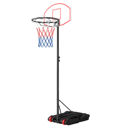 SPORTNOW Outdoor Basketball Hoop Adjustable Height (210-247 cm) with Dartboard Backboard Portable Basketball Hoop with Wheels Fillable Base for Teens and Adults Black