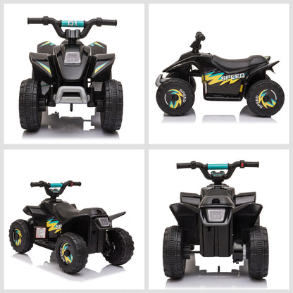 Electric Quad for Children 18-36 Months Battery-Powered ATV 6V with Forward and Reverse Max Load 20 kg 72x40x45.5 cm Black