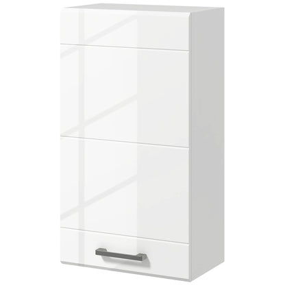 Wall-mounted bathroom cabinet, toilet storage cabinet 3 levels, adjustable shelf, 1 door, modern, suspended cabinet, 37 x 22.5 x 70 cm, glossy white
