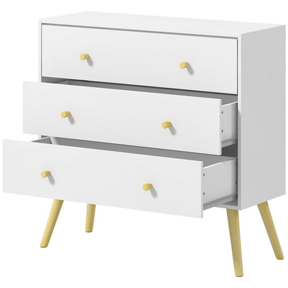 3-Drawer Chest of Drawers for Bedroom with Pine Wood Legs for Living Room Office Bedroom Load 154 lbs 31.5x11.8x31.5 inches White