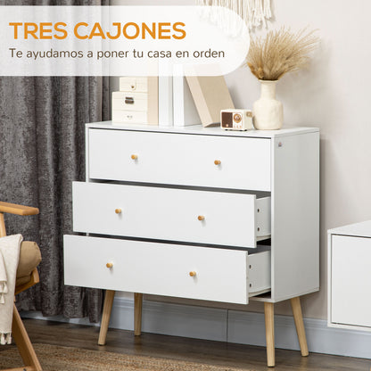 3-Drawer Chest of Drawers for Bedroom with Pine Wood Legs for Living Room Office Bedroom Load 154 lbs 31.5x11.8x31.5 inches White
