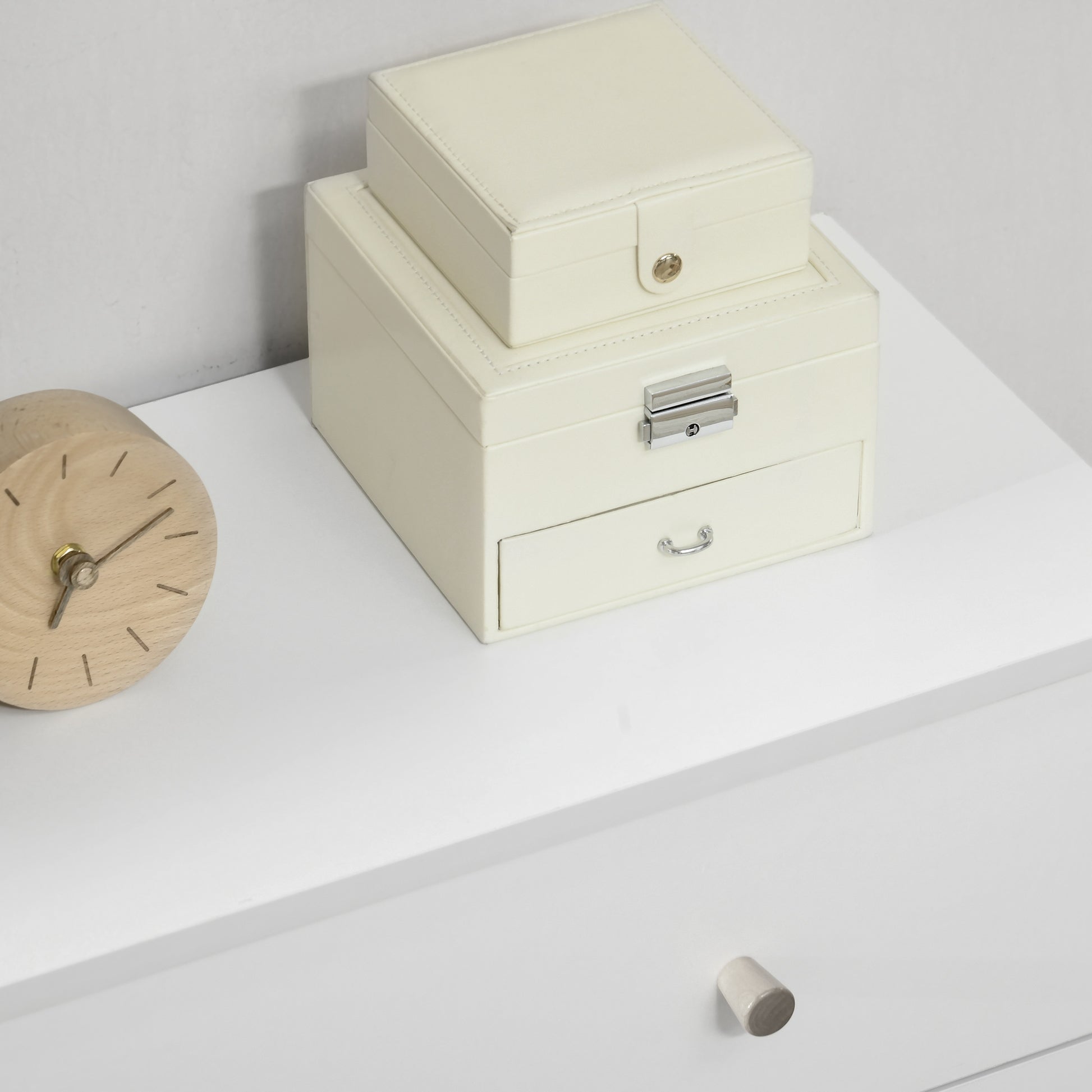 3-Drawer Chest of Drawers for Bedroom with Pine Wood Legs for Living Room Office Bedroom Load 154 lbs 31.5x11.8x31.5 inches White
