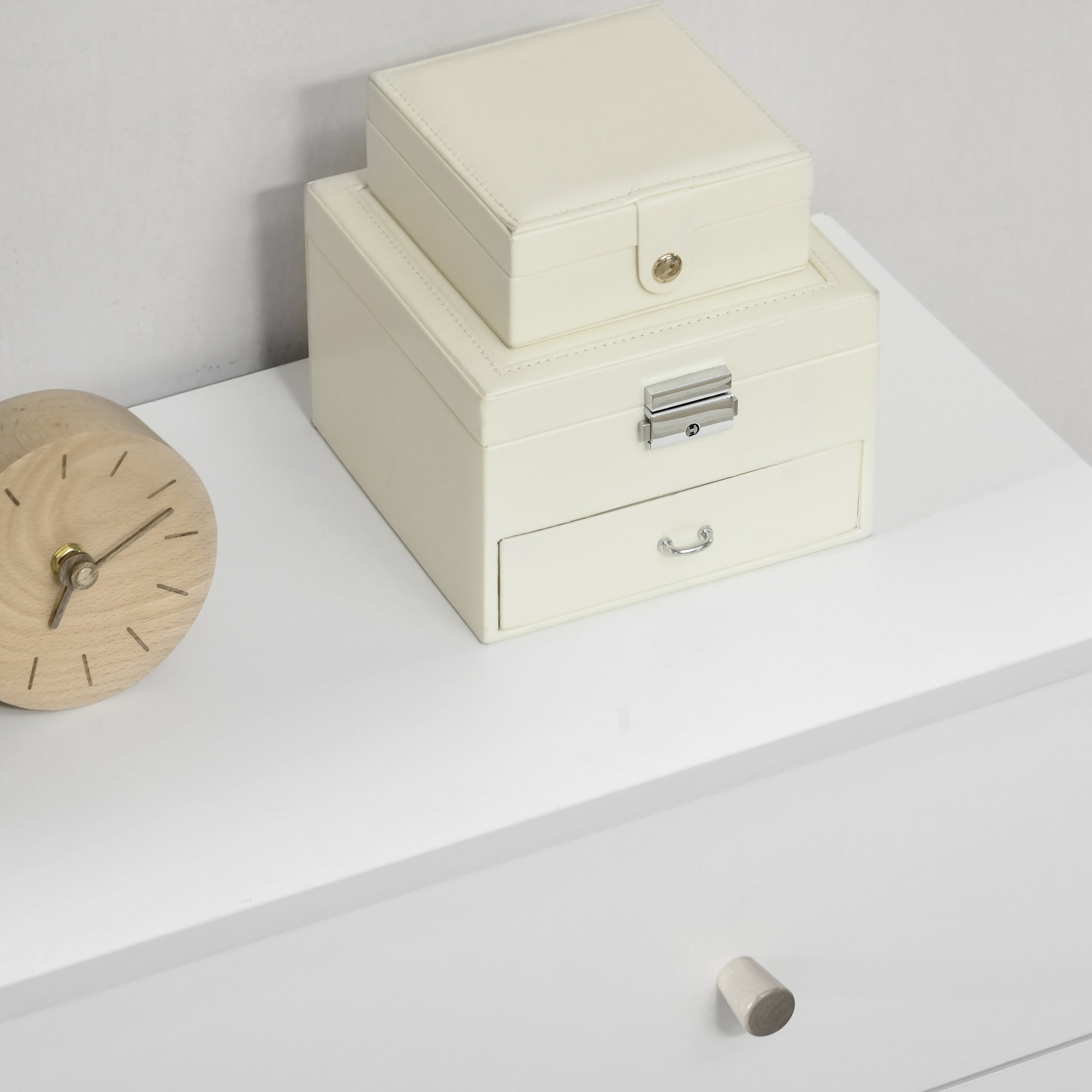 3-Drawer Chest of Drawers for Bedroom with Pine Wood Legs for Living Room Office Bedroom Load 154 lbs 31.5x11.8x31.5 inches White