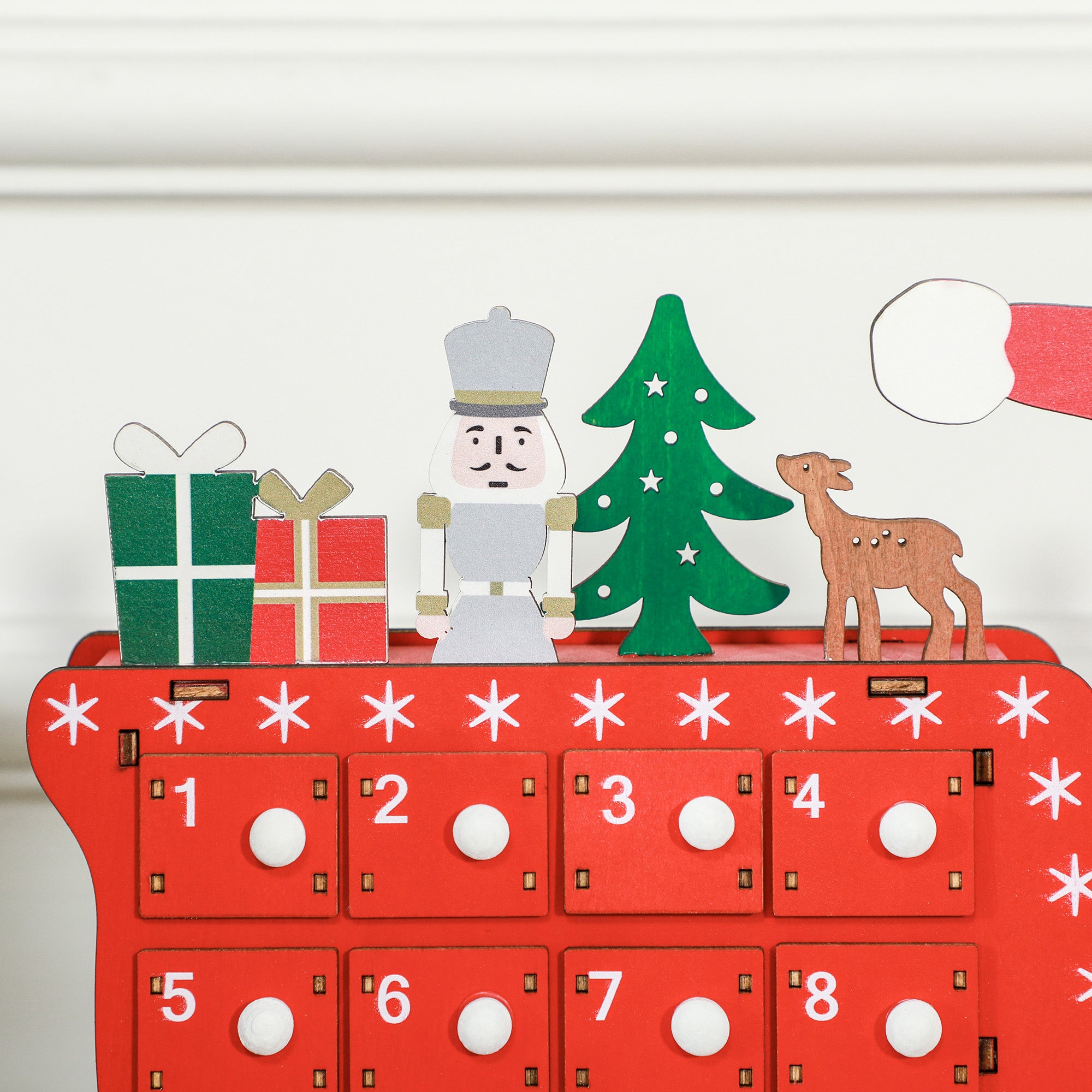 Fillable Advent Calendar 24 Drawers Christmas Calendar Advent Calendar Box Christmas Decoration DIY MDF Board Red 22.5 x 8 x 36 cm