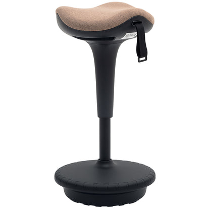 Office Stool with Swivel Function, Ergonomic Stool, Work Stool, Height Adjustable 68.5-83.5 cm Seat Stool Large Base, 360° Rotatable Standing Stool, Anti-Slip for Office and Study Room, Brown