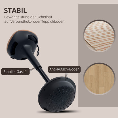 Office Stool with Swivel Function, Ergonomic Stool, Work Stool, Height Adjustable 68.5-83.5 cm Seat Stool Large Base, 360° Rotatable Standing Stool, Anti-Slip for Office and Study Room, Brown