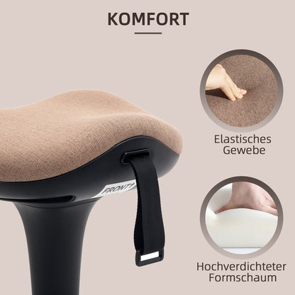 Office Stool with Swivel Function, Ergonomic Stool, Work Stool, Height Adjustable 68.5-83.5 cm Seat Stool Large Base, 360° Rotatable Standing Stool, Anti-Slip for Office and Study Room, Brown