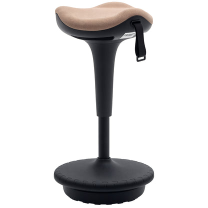 Office Stool with Swivel Function, Ergonomic Stool, Work Stool, Height Adjustable 68.5-83.5 cm Seat Stool Large Base, 360° Rotatable Standing Stool, Anti-Slip for Office and Study Room, Brown