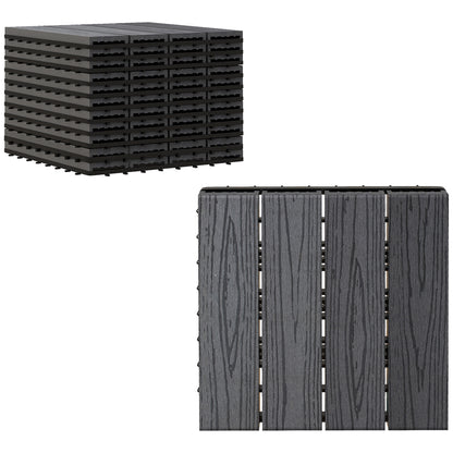 Deck Tiles - Interlocking Set of 11 Pieces, Maximum Area 1 m², Very Easy Installation, Dimensions 30 x 30 cm