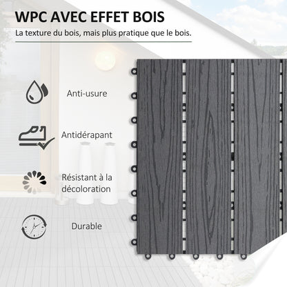 Deck Tiles - Interlocking Set of 11 Pieces, Maximum Area 1 m², Very Easy Installation, Dimensions 30 x 30 cm