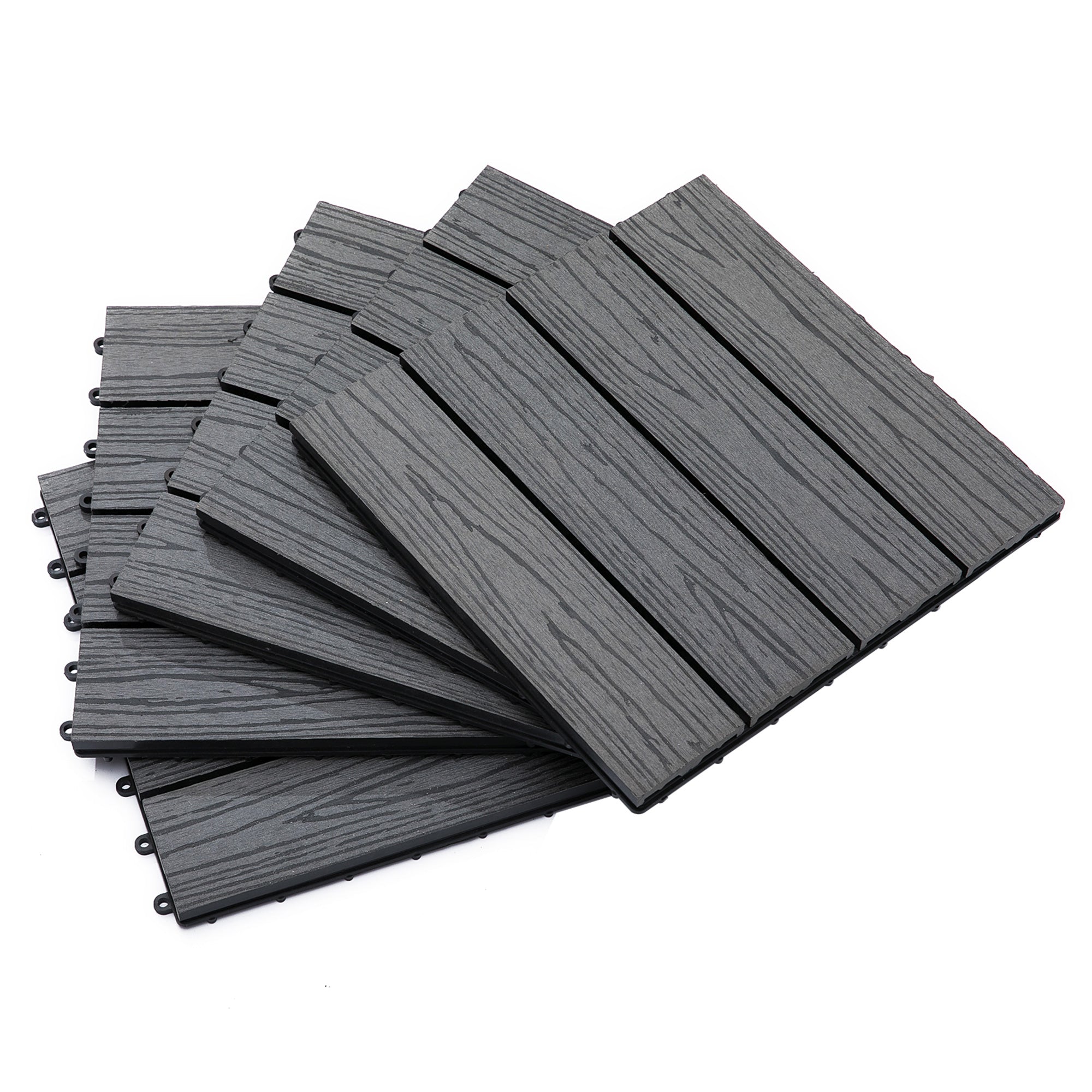 Deck Tiles - Interlocking Set of 11 Pieces, Maximum Area 1 m², Very Easy Installation, Dimensions 30 x 30 cm