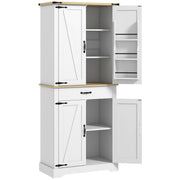 Kitchen Cabinet Buffet Kitchen Dresser Storage Unit, with 4 Doors, 6 Shelves, 1 Drawer and Adjustable Shelves, Multi-storage, 76.5 x 40 x 181 cm, White