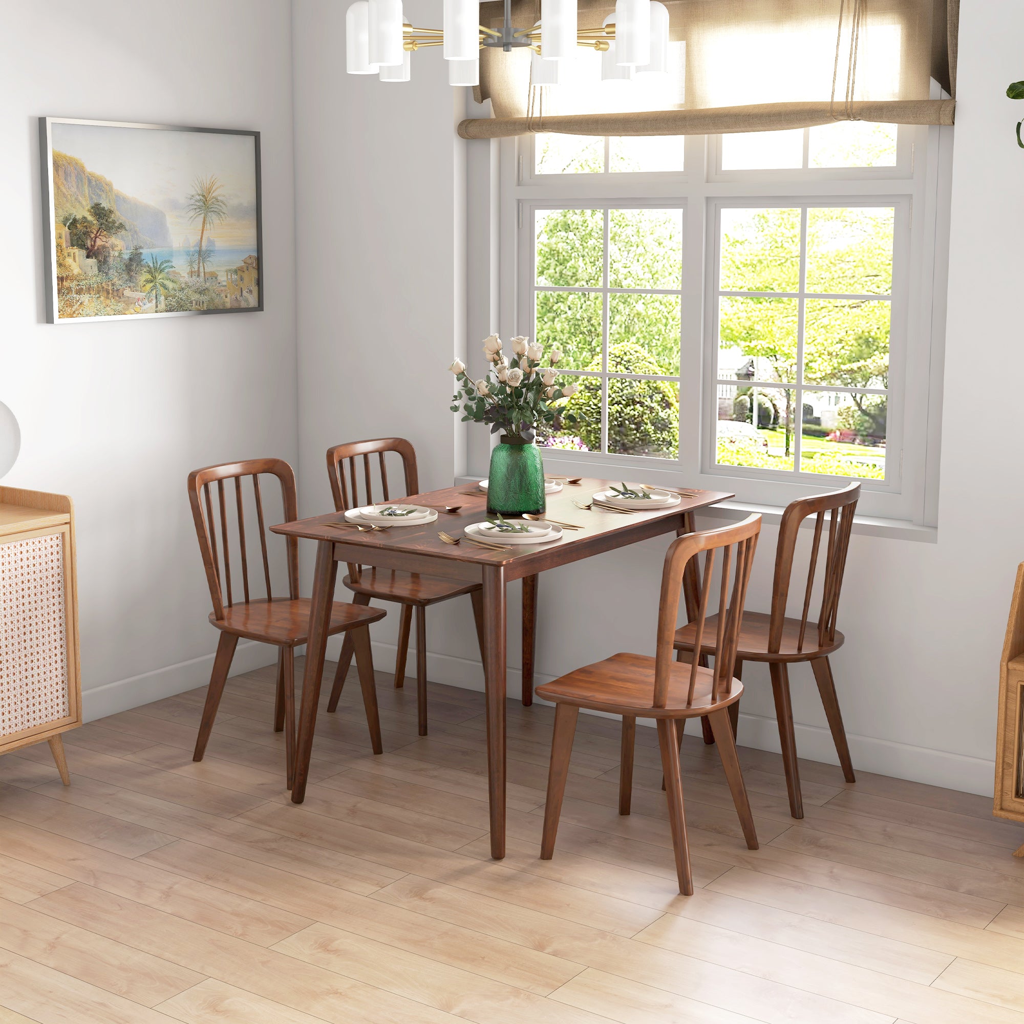 Dining Table Kitchen Table Design with Large Tabletop for 4-6 Persons Made of Wood 120L x 75W x 76H cm