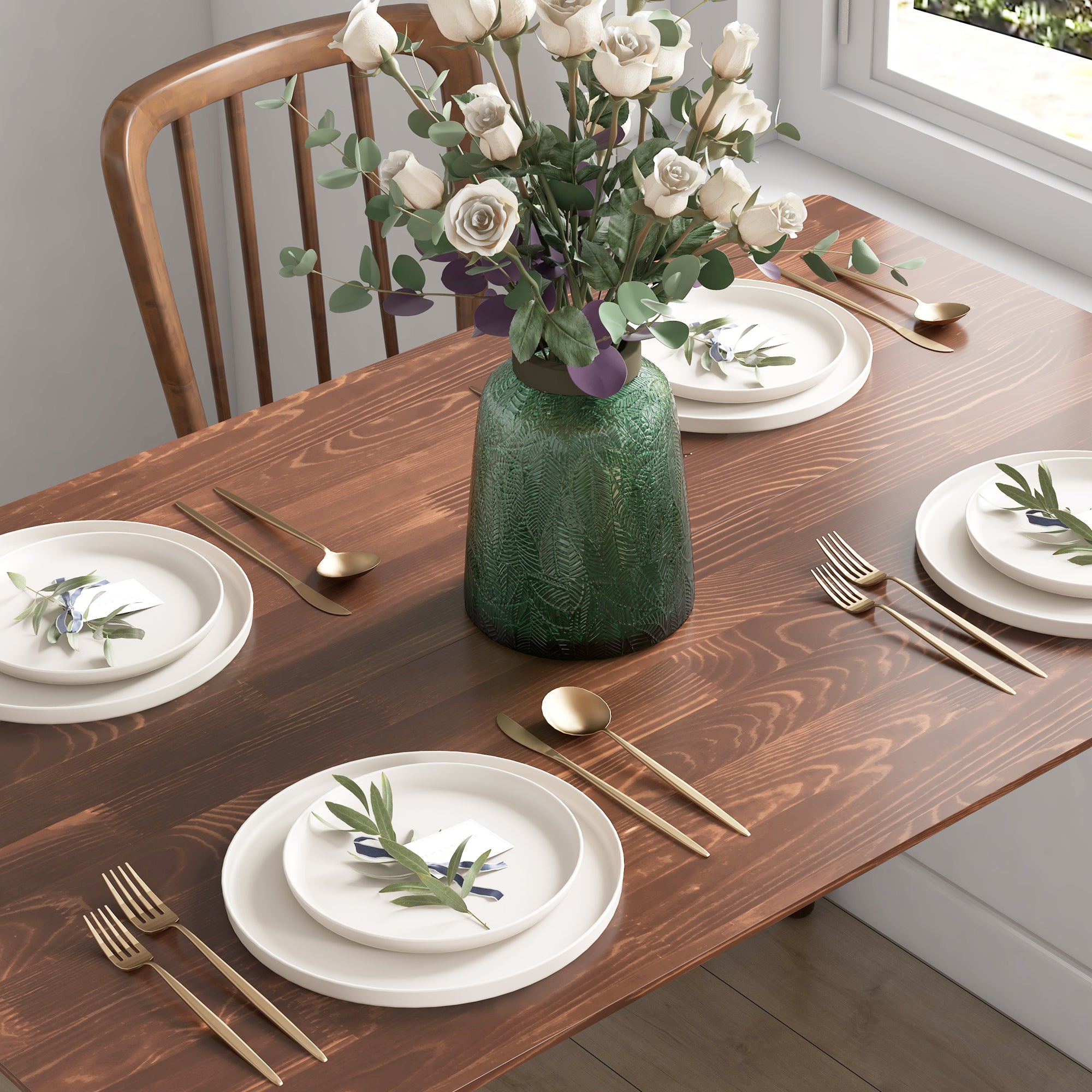 Dining Table Kitchen Table Design with Large Tabletop for 4-6 Persons Made of Wood 120L x 75W x 76H cm