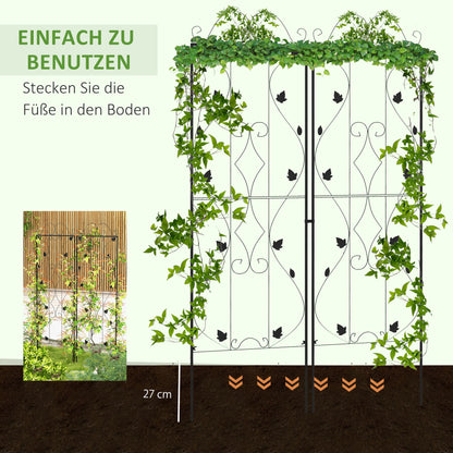 Steel Trellis 2-Pack, Insertable Rust-Resistant Plant Support with Leaf Design, 19.7 x 71.3 in Trellis for Houseplants, Tomatoes, Flowers, Vines — Black