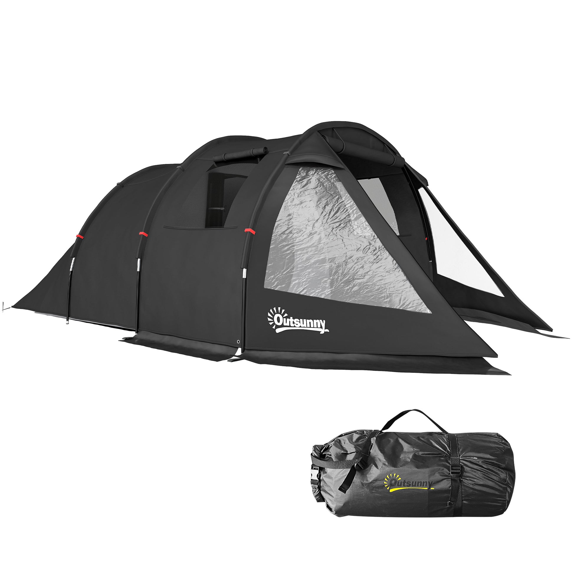 Camping Tent for 4 People light, stable waterproof Family Tent with Door Window, Pack Bag, Tunnel Tent with 2000mm Water Column Tent for Camping Travel Trekking Garden