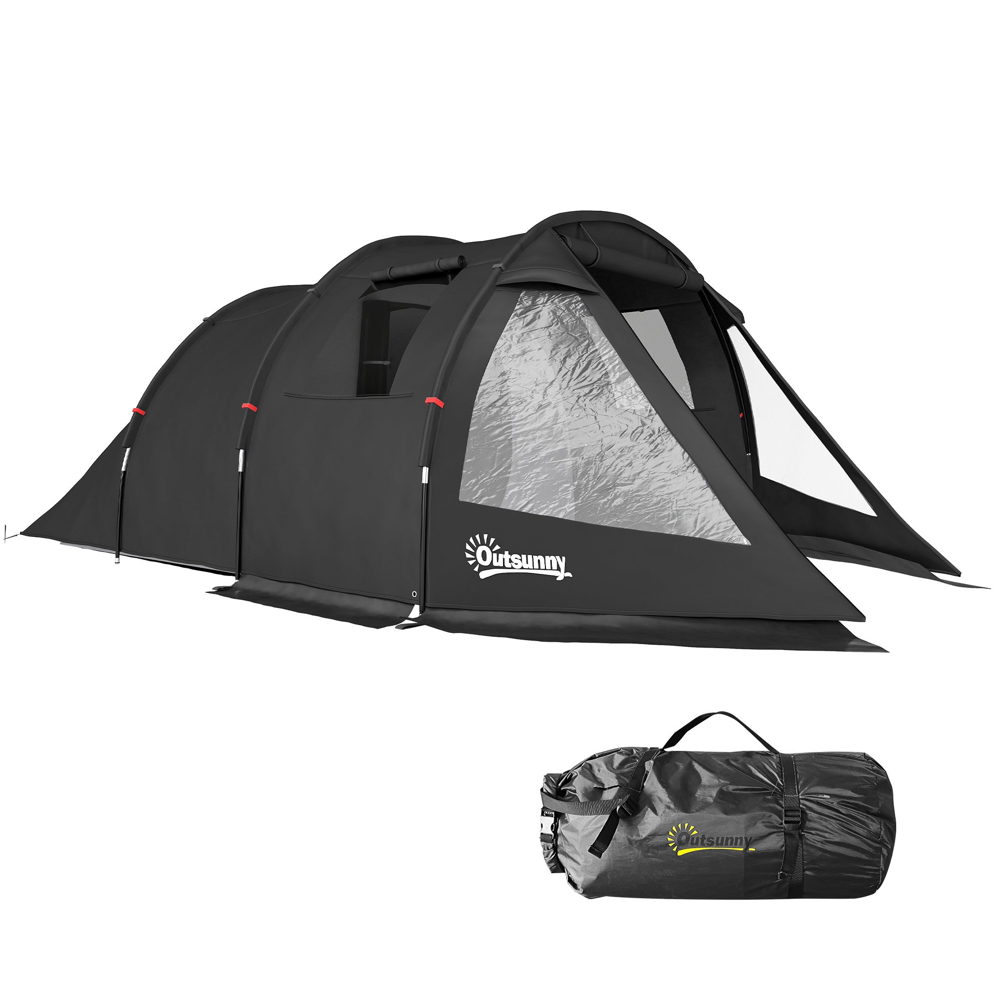 Camping Tent for 4 People light, stable waterproof Family Tent with Door Window, Pack Bag, Tunnel Tent with 2000mm Water Column Tent for Camping Travel Trekking Garden