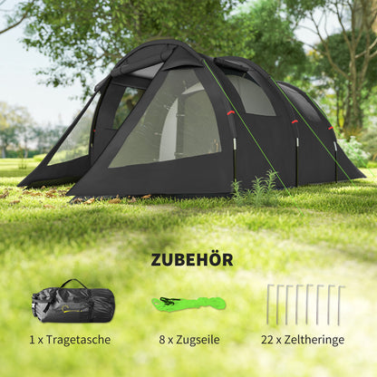 Camping Tent for 4 People light, stable waterproof Family Tent with Door Window, Pack Bag, Tunnel Tent with 2000mm Water Column Tent for Camping Travel Trekking Garden