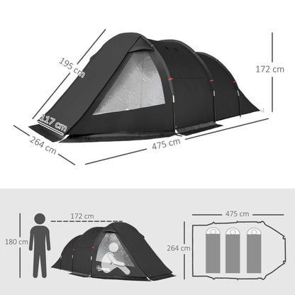 Camping Tent for 4 People light, stable waterproof Family Tent with Door Window, Pack Bag, Tunnel Tent with 2000mm Water Column Tent for Camping Travel Trekking Garden