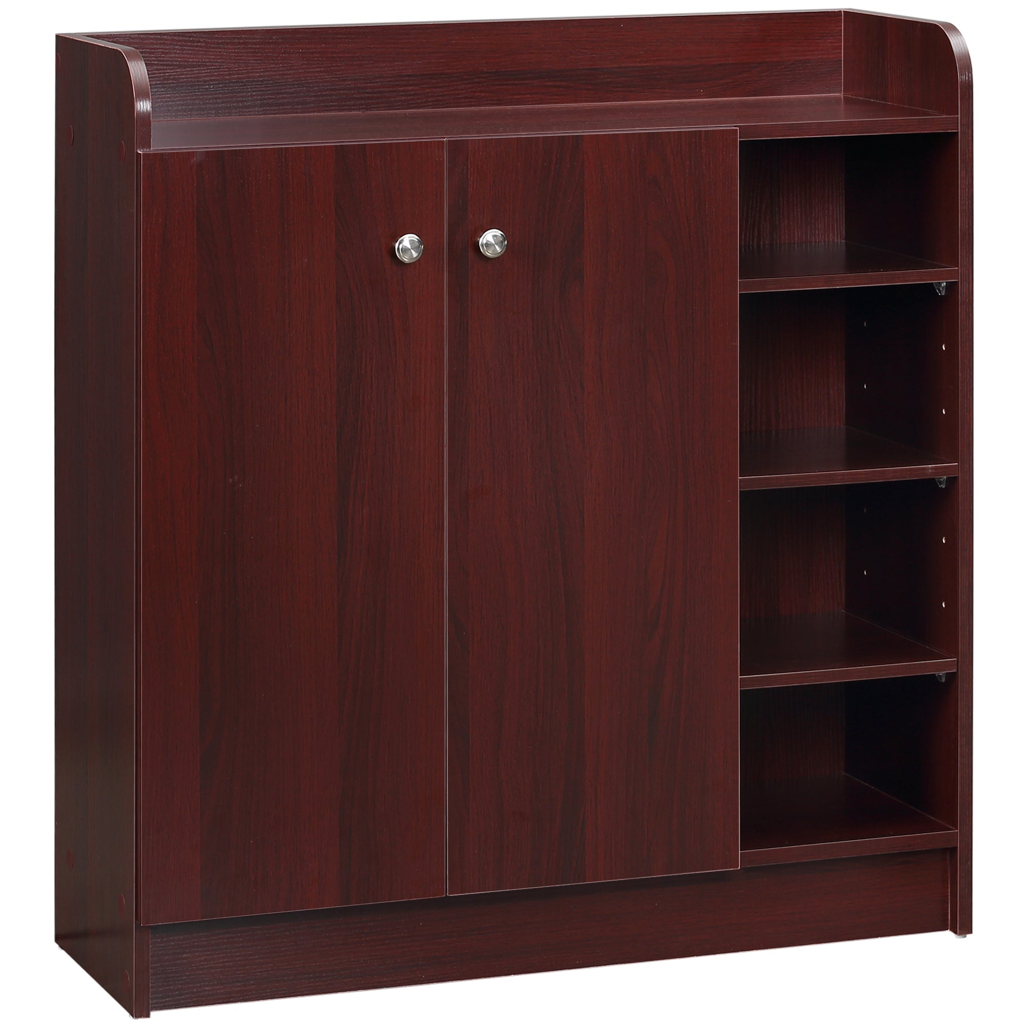 Shoe Cabinet Space Saving and Modern Wood Shoe Rack for 12 Pairs of Shoes with 4 Open Shelves, 83x30x90 cm, Coffee Color