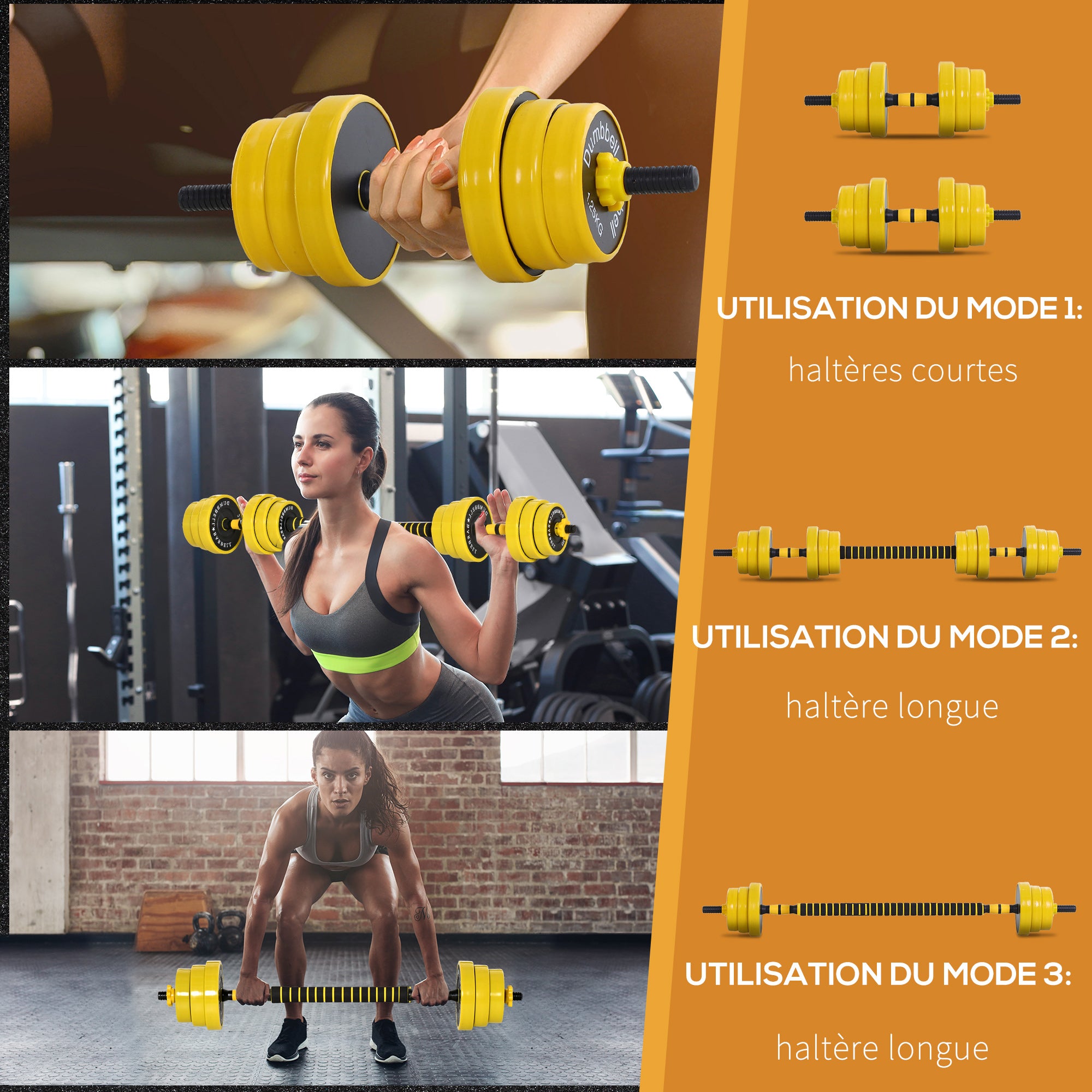 Short or Long Dumbbell Set 20kg - with extension bar - adjustable weight training - muscle training & weightlifting