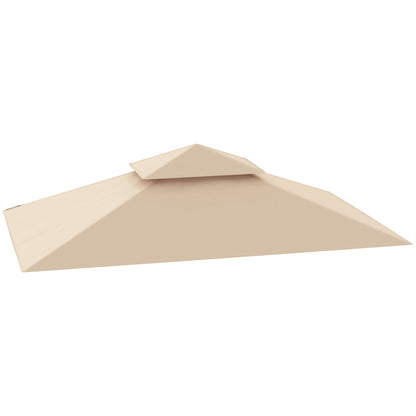 Replacement Canopy for Grill Gazebo 1.5m x 2.4m Canopy Only, Two-Tier Protective Cover, Waterproof Canopy for Outdoor Use, Canopy Compatible with Outdoor Grill Tent, Beige