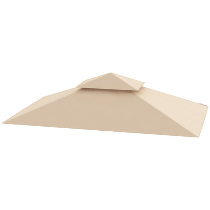 Replacement Canopy for Grill Gazebo 1.5m x 2.4m Canopy Only, Two-Tier Protective Cover, Waterproof Canopy for Outdoor Use, Canopy Compatible with Outdoor Grill Tent, Beige