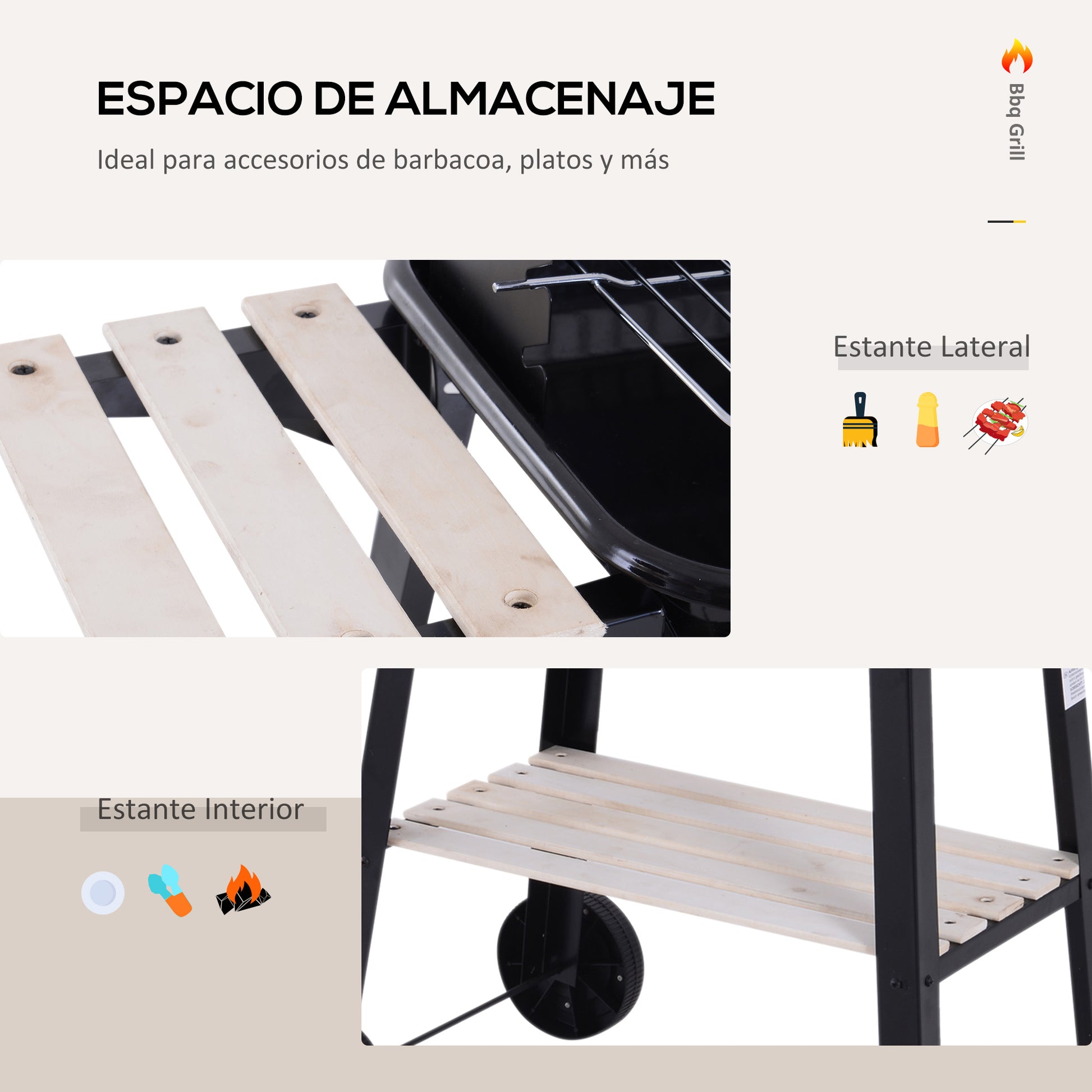 Charcoal Barbecue Grill BBQ Picnic Outdoor Garden Camping 83x46x87 cm