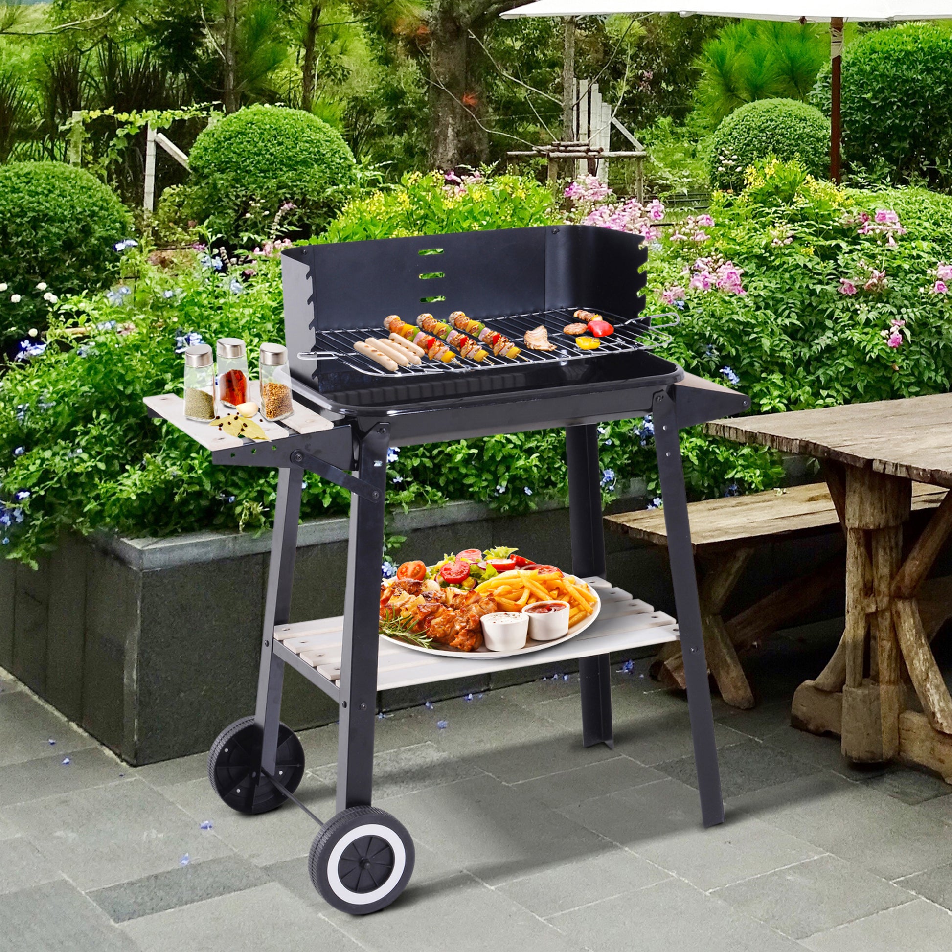 Charcoal Barbecue Grill BBQ Picnic Outdoor Garden Camping 83x46x87 cm