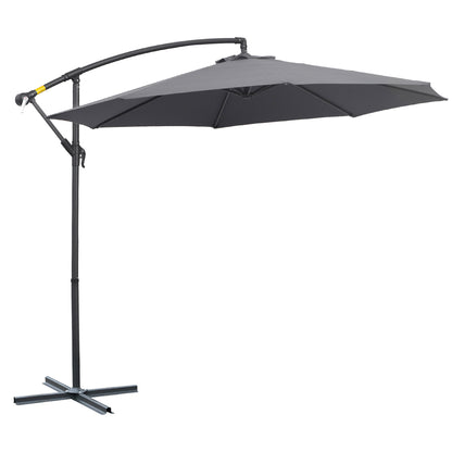3x2.5 m Gray Garden Umbrella with Tilt Arm and Crank, Steel and Polyester