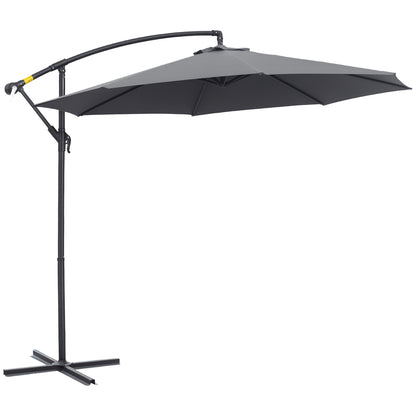 3x2.5 m Gray Garden Umbrella with Tilt Arm and Crank, Steel and Polyester