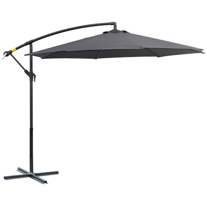 3x2.5 m Gray Garden Umbrella with Tilt Arm and Crank, Steel and Polyester