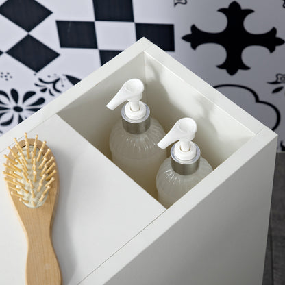 Bathroom Cabinet with Wheels Auxiliary Bathroom Cabinet with Open Shelf Door and Drawer Small Space 18x30x68.5 cm White