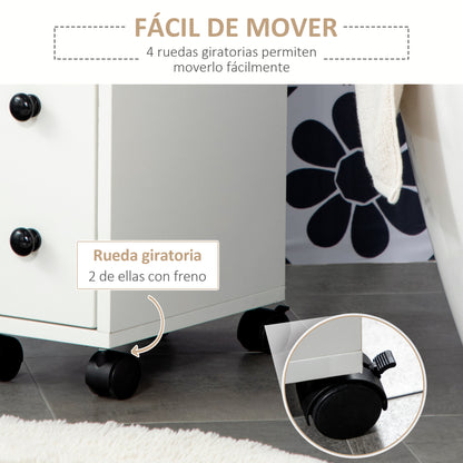 Bathroom Cabinet with Wheels Auxiliary Bathroom Cabinet with Open Shelf Door and Drawer Small Space 18x30x68.5 cm White