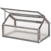 Wooden Mini Greenhouse 90 x 52 x 49.5 cm, Greenhouse with Cover, Light-Transmitting Cold Frame, Winterproof Raised Bed for Garden, Balcony, Gray