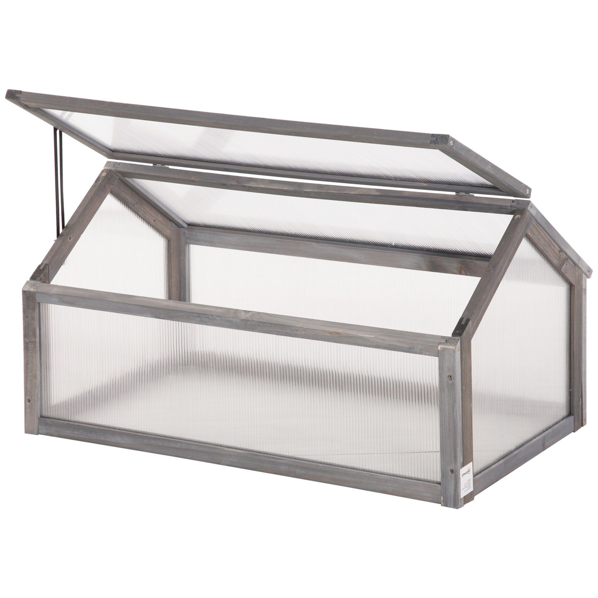 Wooden Mini Greenhouse 90 x 52 x 49.5 cm, Greenhouse with Cover, Light-Transmitting Cold Frame, Winterproof Raised Bed for Garden, Balcony, Gray